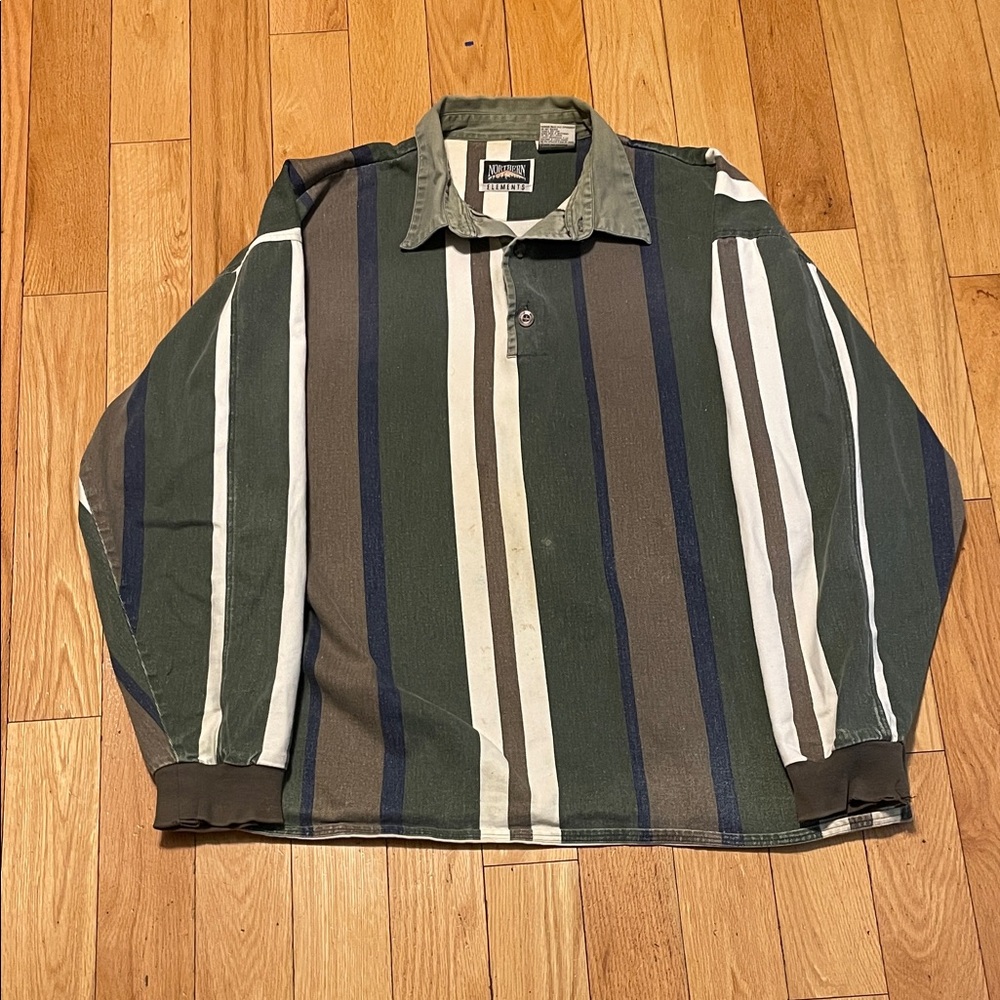 Polo by Ralph Lauren Green and Blue Striped Shirt Jacket